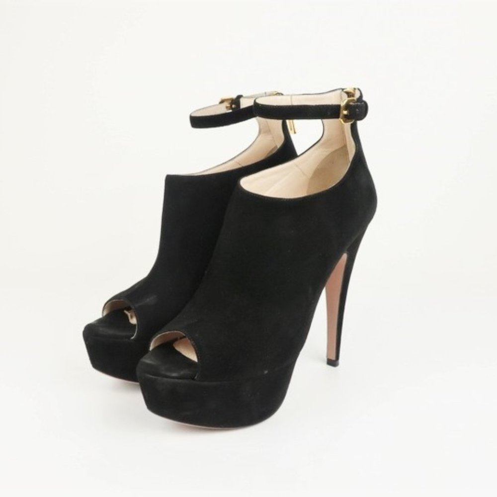 Prada Peep Toe Platform Ankle Bootie Heel - Picture 2 of 8